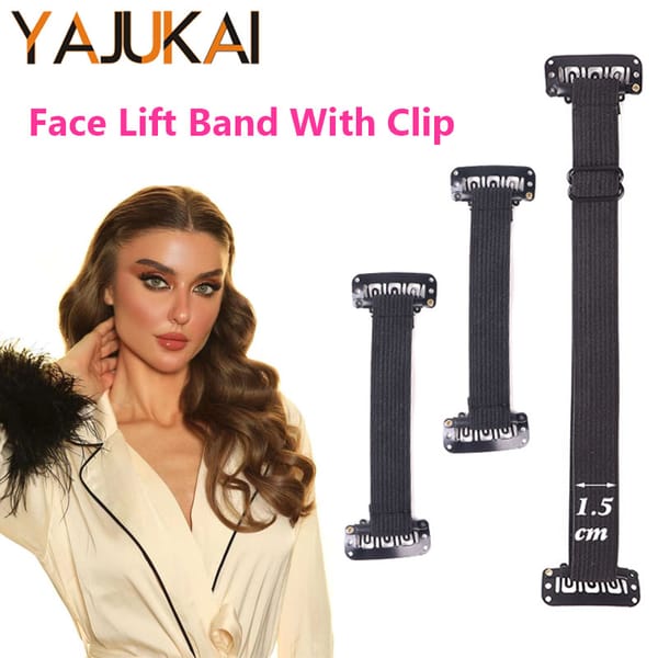 Wide Invisible Eye Lift Tape Adjustable Instant Elastic Face Lift Band With Clips Thin Lift Hair Band Magic Elastic Band Bb Belt
