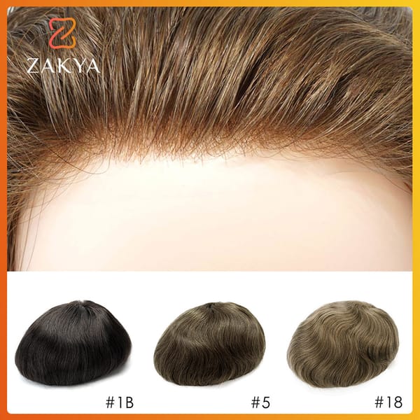 Invisible Knot Natural Hairline Men Toupee Thin Skin Male Wig Remy Human Hair 0.06mm 0.1mm Men's Capillary Prosthesis System
