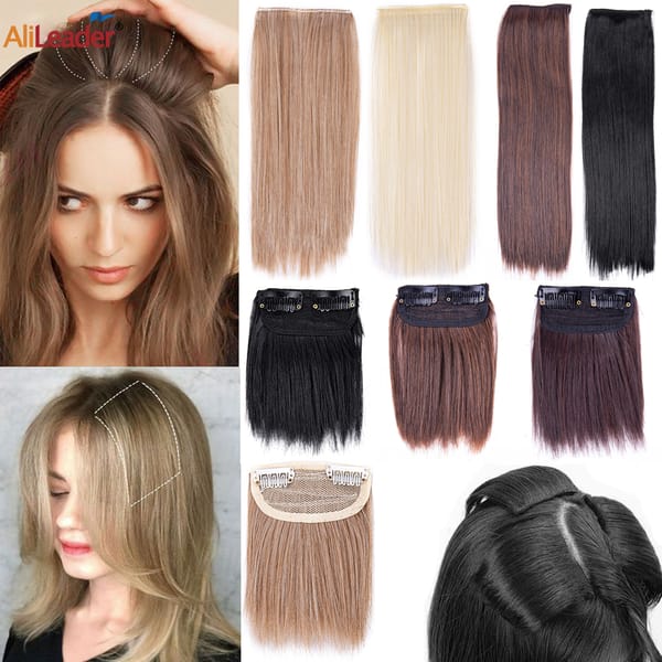 Thick Hairpieces Clip In Hair Extensions Synthetic Invisible Seamless Hair Pads Volume 2 Clips Hair Topper For Thinning Hair