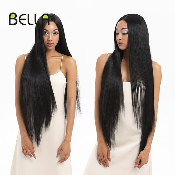 Bella Synthetic Straight Lace Wigs 38Inch Super Long Straight Hair Lace Front Wig Lolita Pink Blonde Cospaly Wigs For Woman
