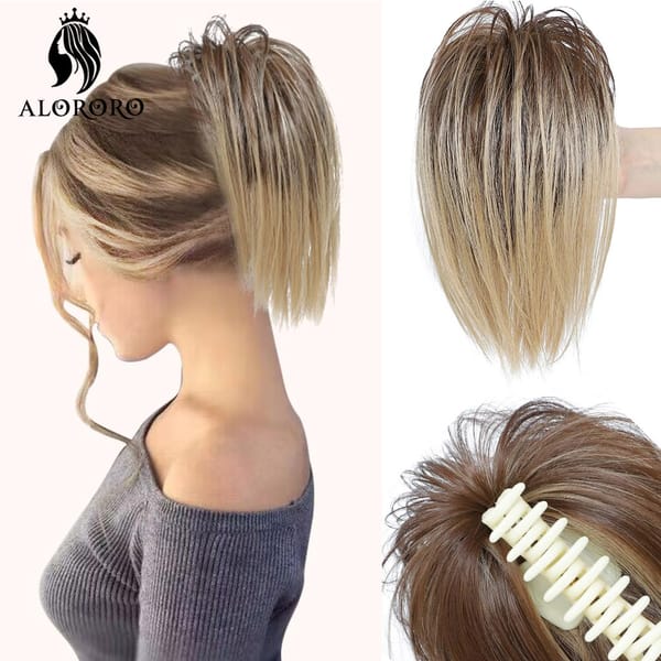 Synthetic Claw Clip In Ponytail Hair Extensions Diy Hairpiece Hair Bun Fake Blonde False Pigtail Tousled Updo Hair for Women