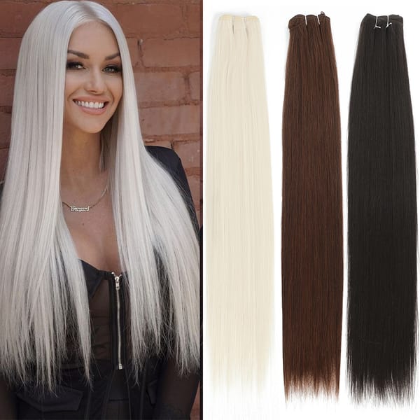 Bone Straight Hair Bundles Salon Smooth Hair Extensions High Temperature Super Long Synthetic Yaki Straight Hair Weaving