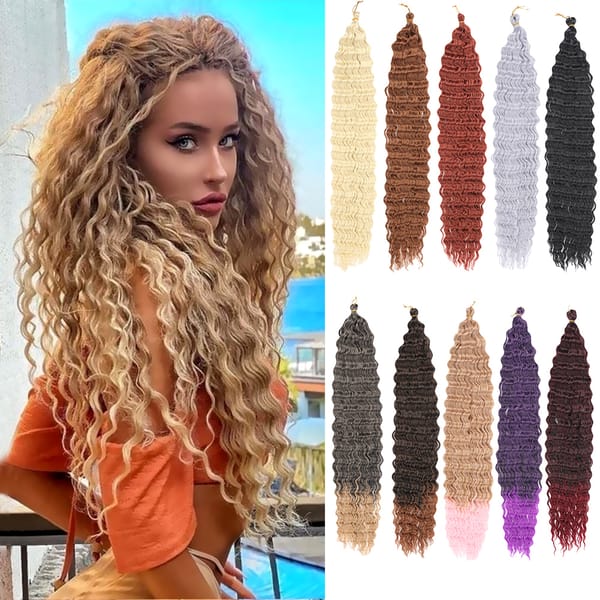Ocean Wave Braiding Hair Extensions 22 Inch Synthetic Twist Ripple Crochet Deep Wave Braids Hair Long Deep Curly Wave Braid Hair