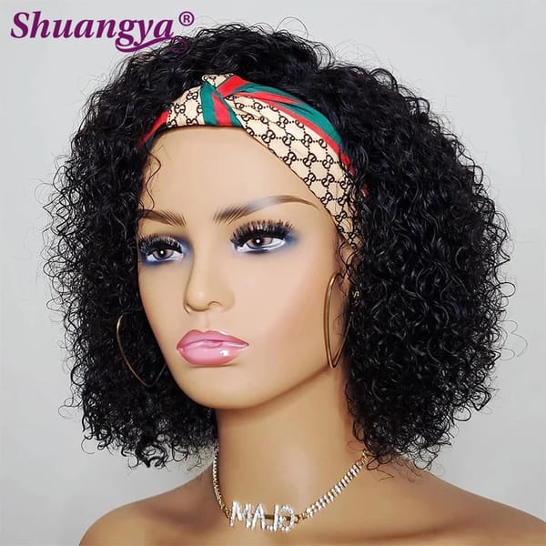 Water Weave Human Hair Headband Wigs Malaysia Hair 200% Density Deep Wave Wig 100% Remy Hair Kinky Curly Easy Install Wig