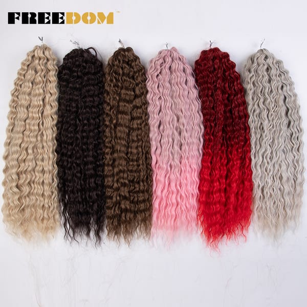 FREEDOM Synthetic Curly Hair For Braids 24 Inch Water Wave Twist Crochet Braid Hair Ombre Pink Ginger Braiding Hair Extensions