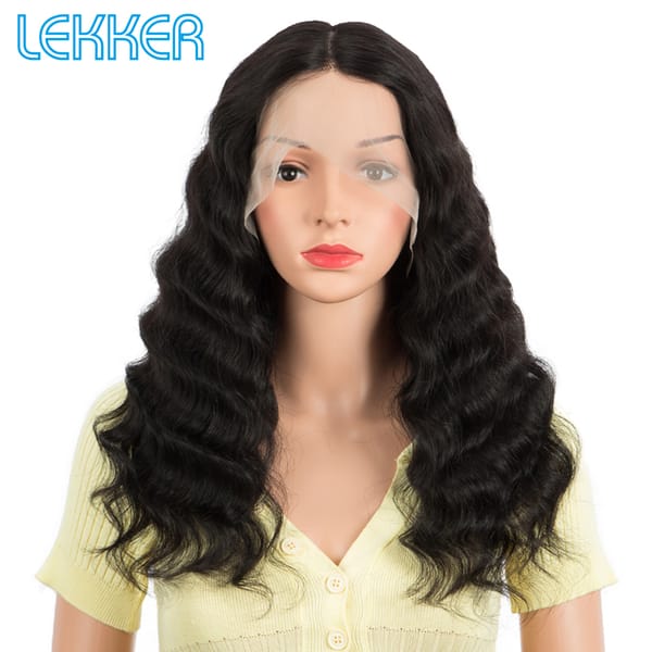 Lekker Ombre Brown Deep Wavy 13x6x1 Lace Front Human Hair Wigs For Women Glueless Brazilian Remy Hair 250% Body Wave Colored Wig