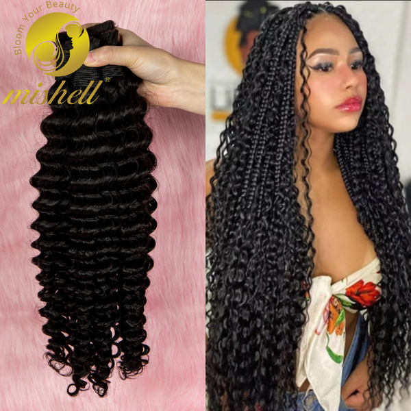 26 28Inch Natural Color Human Hair For Braiding Deep Wave Bulk No Weft 100%Virgin Curly Hair Human Braiding Hair For Boho Braids