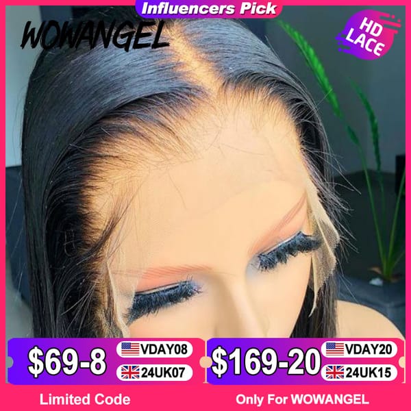 Wow Angel SKINLIKE Real HD Lace Front Wigs Short Bob Wig Blunt Cut Wig 13x4 HD Lace Frontal Human Hair Wigs Pre Plucked Glueless
