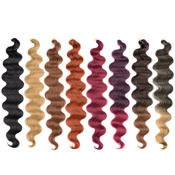24inch Colorful Body Wave Crochet Hair Bundles Natural Synthetic Hair Extensions Ombre Loose Water Deep Hair Weaving For Women